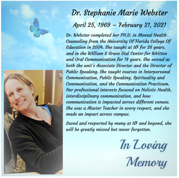In Loving Memory of Dr. Stephanie Webster
